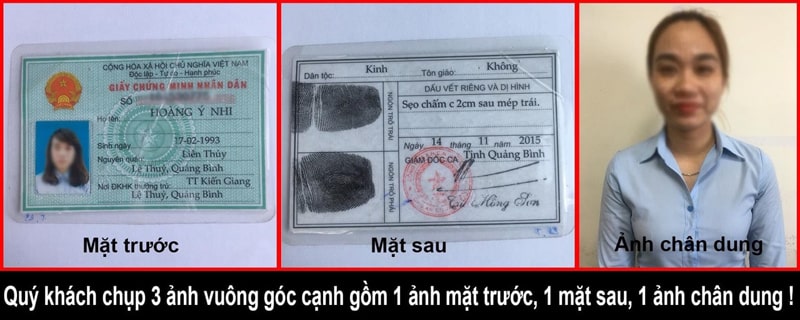 Mẫu CMND và chân dung đăng ký thông tin thuê bao