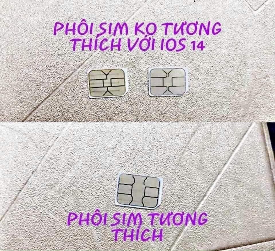 Phôi sim không tương thích ios 14